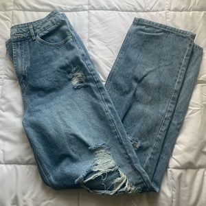 baggy ripped blue jeans